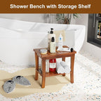 Teak Wood Shower Bench Stool - Image 2