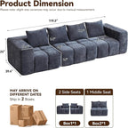 119" Oversized 3 Seater Boneless Couch, Comfy Cloud Modular Sectional Sofa - Image 2