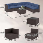 Outsunny 7 Piece Patio Furniture Set, Wicker Outdoor Sectional Sofa Set - Image 3