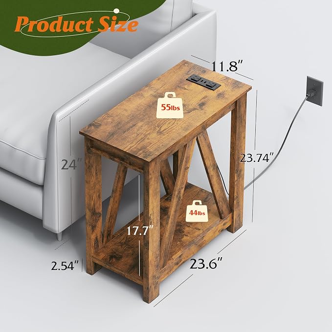 WLIVE Farmhouse End Table, Narrow Side Table - Image 3