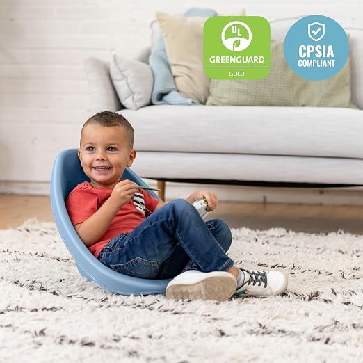 ECR4Kids Plastic Leaf Scoop Floor Rocker Seat, Classroom Furniture, Powder Blue - Image 6