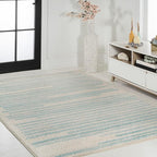 JONATHAN Y Khalil Modern Berber Stripe Cream/Turquoise Indoor Area Rug - Image 5