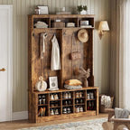 Wodeer Hall Tree with Bench and Shoe Storage, 6 Hooks, 12 Shoe Cubbies by WODEER
