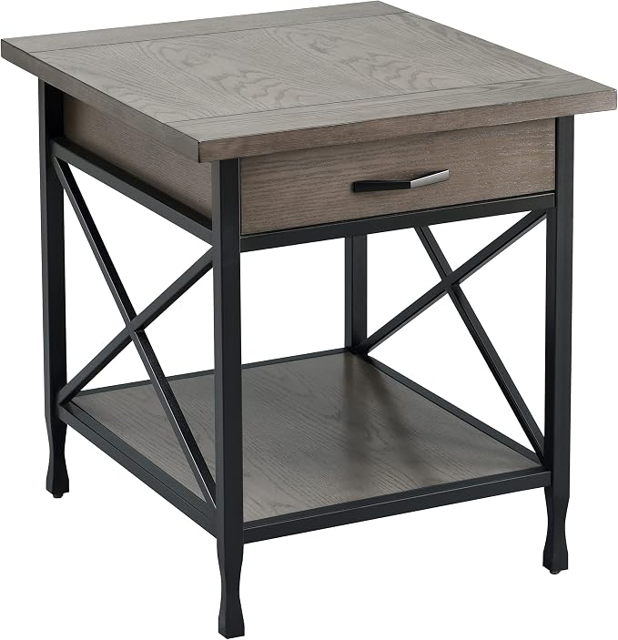 Leick Home 23007 Chisel & Forge One Drawer X Design Mixed Metal and Wood Side by LeickFurniture