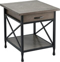 Leick Home 23007 Chisel & Forge One Drawer X Design Mixed Metal and Wood Side by LeickFurniture