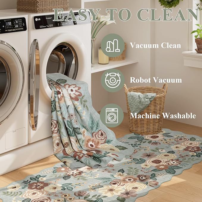 DUKINO 3x5 Area Rugs, Non Slip Floral Washable Rug - Image 6