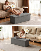 GLAXYFUR 43.3 inches Folding Storage Ottoman Bench Storage Chest Footrest - Image 5