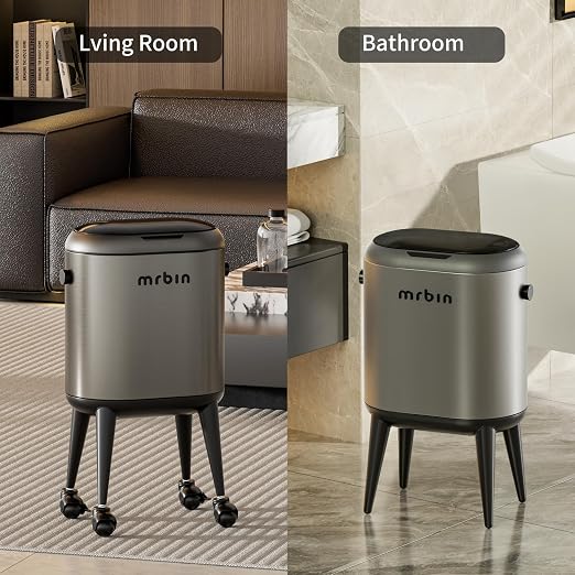 Stainless Steel Slim Bathroom Motion Sensor Trash Can - Image 3