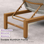 PURPLE LEAF Patio Chaise Lounge French Outdoor Lounger 1 Piece Matte Teak Grain - Image 6