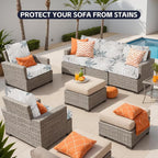 8Pcs Patio Cushion Covers, Outdoor Stretch Cushion Covers, Washable | Stretch - Image 4