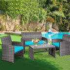Tangkula 4 PCS Wicker Patio Conversation Set, Outdoor Rattan Sofas - Image 2