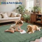 GarveeHome 4x6 Scalloped Washable Area Rug Green Nursery Kids Bedroom Rug | - Image 4