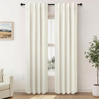 Cream Linen Blackout Curtains 36 x 84 Inch Length 2 Panels Narrow Small by Pitalk