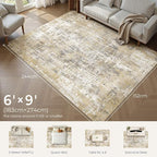DMOYEST Area Rug Living Room Rugs 6x9 Washable Abstract Carpet | Neutral Modern - Image 2
