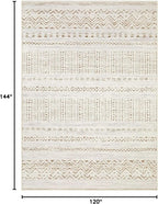 cotiled 10x12 Area Rugs Washable Boho Living Room Rug Brown/Cream | Stain - Image 2