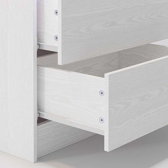 LIKIMIO Night Stand with Charging Station, Modern White Nightstand with LED - Image 6