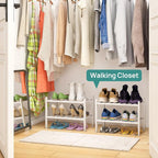 viewcare White Small Shoe Rack for Entryway, 2-Tier Bamboo Shoe Organizer for - Image 4