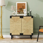 31.5" Black Accent Storage Cabinet, Modern Boho Sideboard by YHFEXYT
