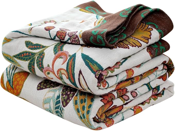 LUTBM Boho Throw Blanket for Bed 100% Cotton Soft Breathable Quilt Floral by LUTBMFindYourFreeSpiritatHome