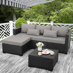 3 Pieces Patio Furniture Set Outdoor Sectional Wicker Patio Furniture Patio by Rattaner