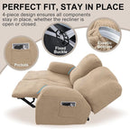 Recliner Loveseat Covers, 4-Piece Stretch Geometric Strokes Jacquard Reclining - Image 4