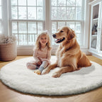 Cream White Round Area Rugs 6ft, Fluffy Soft Bedroom Circle Rug Floor Mat - Image 9