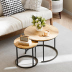 Garden 4 you Nesting Coffee Table, 23.6" Round Coffee Table Set of 2, Wooden - Image 3