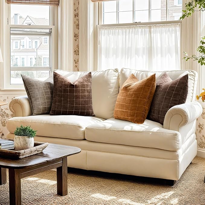 MIULEE Decorative Chenille Check Throw Pillow Covers Vintage Plaid Couch - Image 5