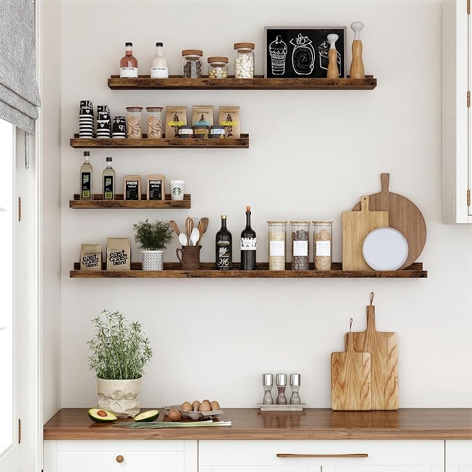 Floating Shelves for Wall, 16 inch Wood Floating Shelves Set of 2, Picture - Image 5