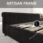 AMERLIFE King Size Platform Bed Frame, Velvet Upholstered Sleigh Bed - Image 7
