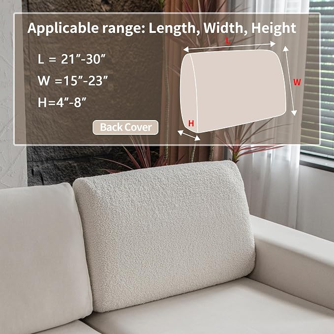 OHSIO Couch Cushion Covers for Sectional Sofa, Stretch Soft Sofa Slipcovers - Image 2