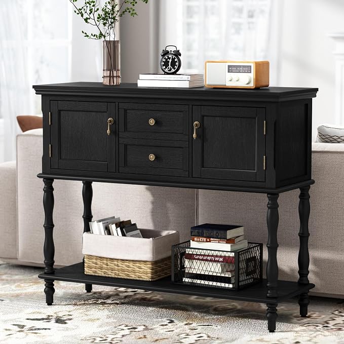 ARTPOWER Console Table with 2 Drawers, Retro Entryway Table with 2 Door - Image 7