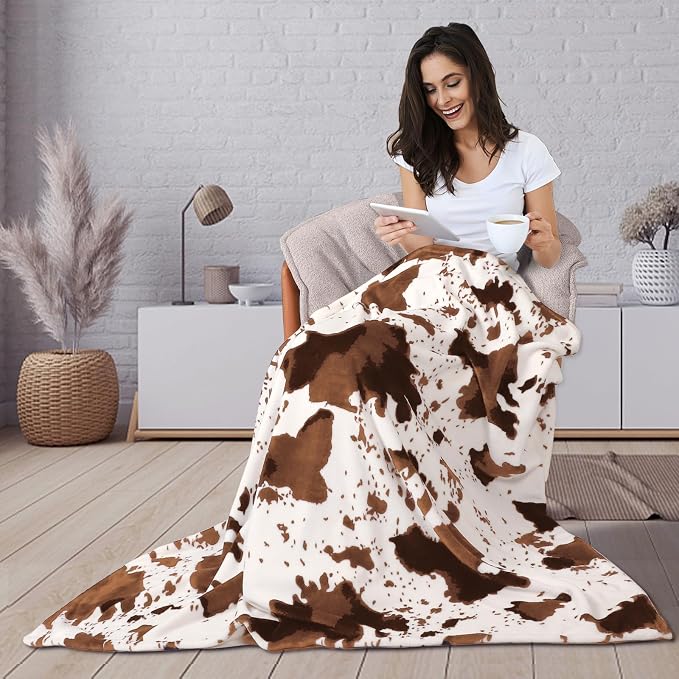 Edenleaf Cow Print Blanket, Ultra Cozy Cow Throw Blanket - Image 3