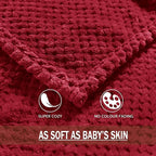Exclusivo Mezcla Soft Waffle Fleece Bed Blanket Queen Size, Deep Red | - Image 8