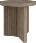 Henn&Hart 22" Fluted Scandinavian Round End Table, Ribbed Side Table, Nightstand by HennHart