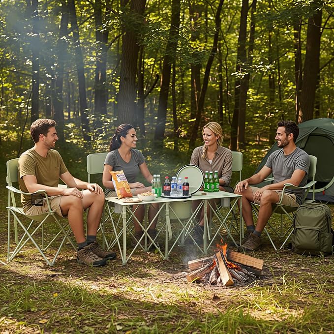Camping Chair Set of 3, Outdoor Folding Camping Chairs - Image 2