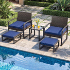 Tangkula 5 Pieces Wicker Patio Conversation Set, Outdoor PE Rattan Chair - Image 2