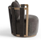 First of a Kind Swivel Chair in Chocolate Brown Plywood - Image 4