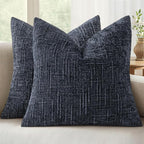 MIULEE Chenille Textured Throw Pillow Covers Navy Blue 20x20 Set of 2 | Slubby by MIULEE