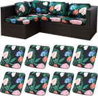 8Pcs Patio Cushion Covers, Outdoor Stretch Cushion Covers, Washable | Stretch by Unknown