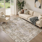 DMOYEST Area Rug Living Room Rugs 5x7 Washable Abstract Carpet | Neutral Modern - Image 4