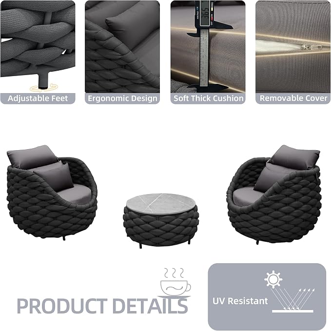 TWT 3 Piece Patio Furniture Set - Image 5