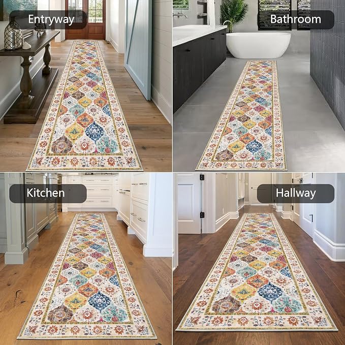 HEBE Hallway Runner Rug 2'x10', Washable Non Slip Kitchen Rug Runner | Soft - Image 5