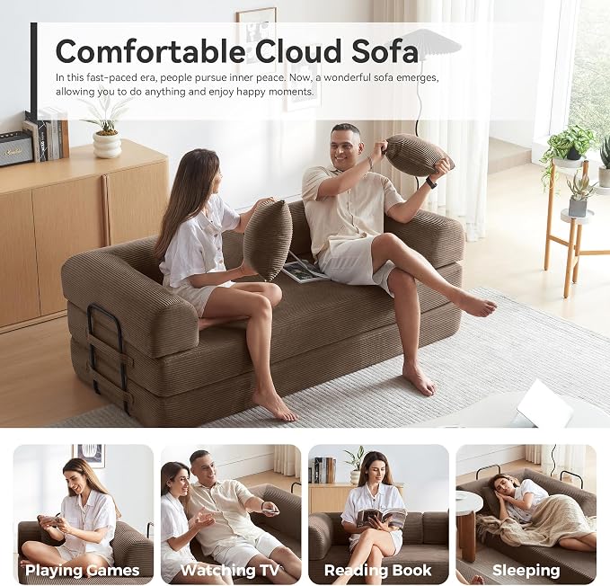 Convertible Modular Sleeper Sofa Bed, Mid Century Modern Decor Love Seat Memory - Image 11