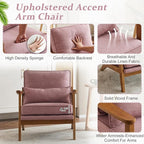 VINGLI Solid Wood Wide Armrests Accent Chair, Upholstered Mid Century Modern - Image 5