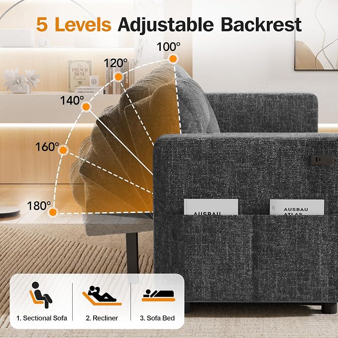 Sunny Heart 82" L Shaped Sectional Sleeper Sofa Bed - Image 7