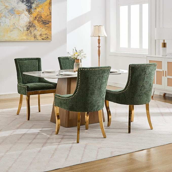 Upholstered Dining Chairs Set of 4, Modern Fabric Side Chairs - Image 2