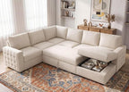 HONBAY Sectional Couch with Pull Out Bed, Sectional Sleeper Sofa with Storage by HONBAY