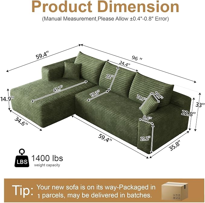 AUGOP 96" Sectional Couches for Living Room Modern Modular Sofa - Image 2
