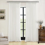 Beige White Pinch Pleated Linen Curtains 112 Inches Long 2 Panels | 400GSM - Image 9